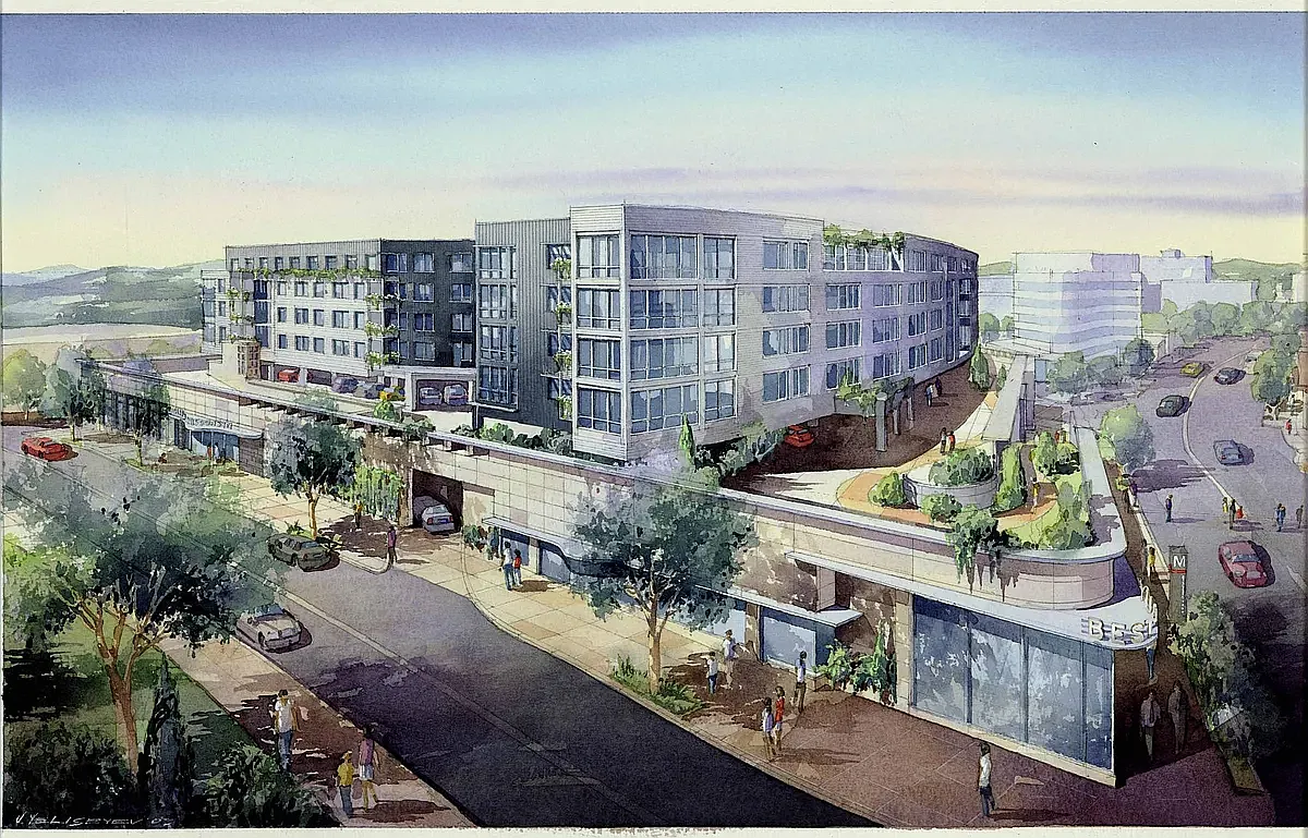 Builiding is located at corner of Wisconsin Ave and Albemarle St NW, on top of the Tenleytown Metro ( Red Line).
