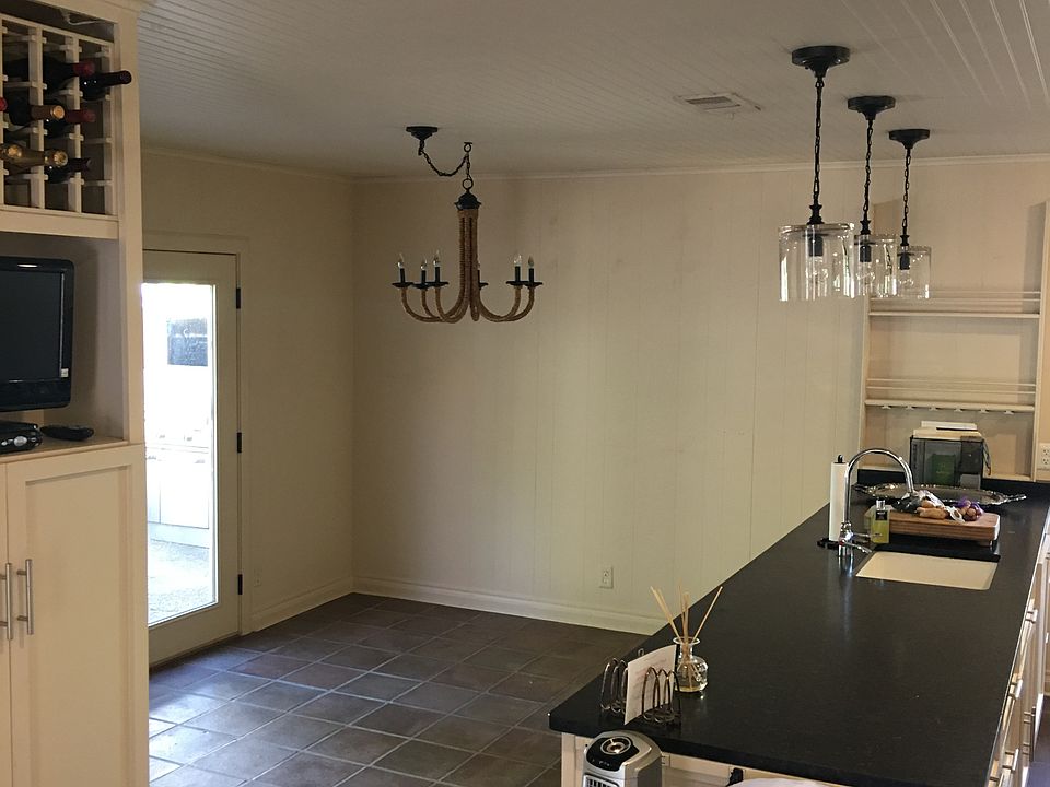 Dining area with french doors to backyard