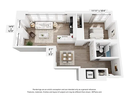 Floor plan 1 Bedroom 1 Bathroom | 770