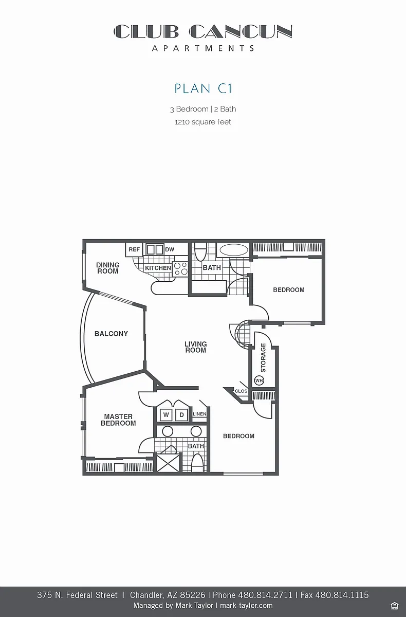 Floor plan Three Bedroom/Two Bath (c1-043)