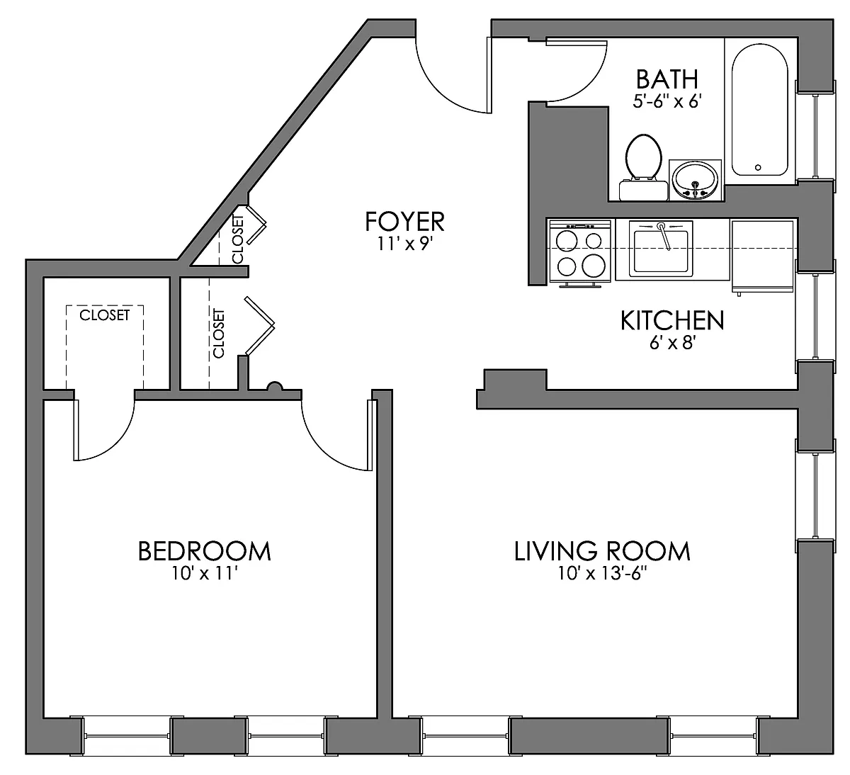 Floor plan Burbank One Bedroom D