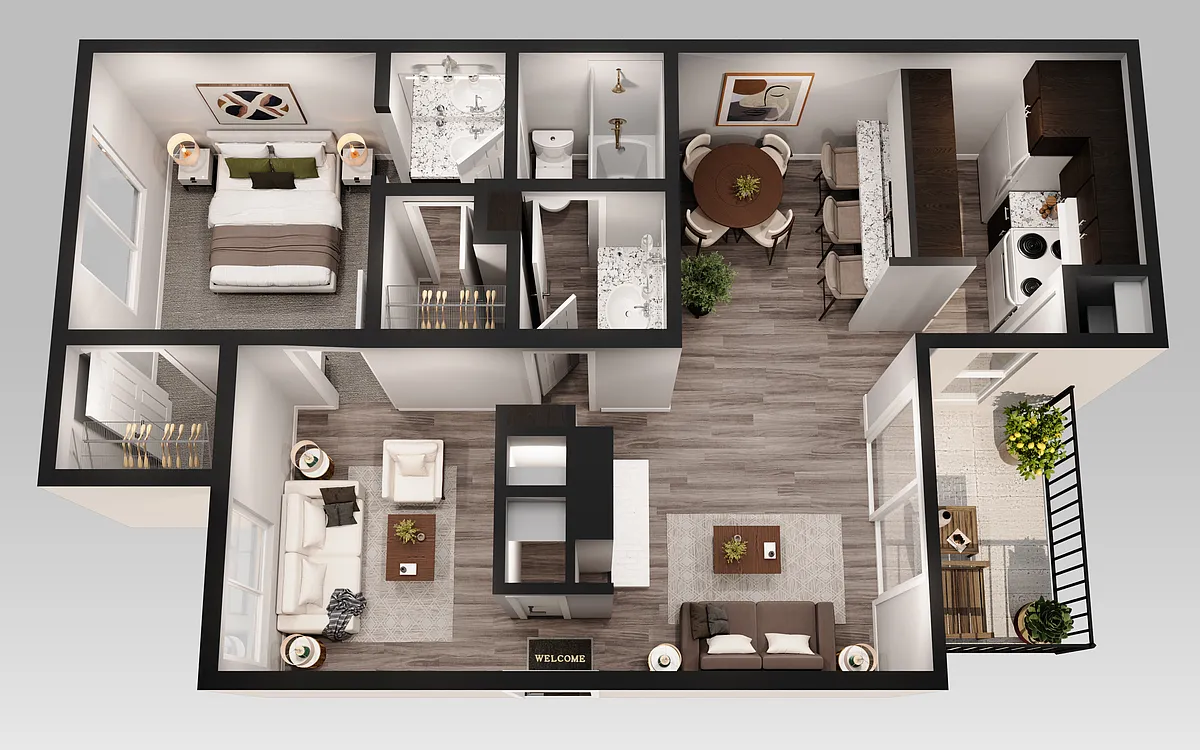 Floor plan Upgraded- 1 Bedroom 1 Bath