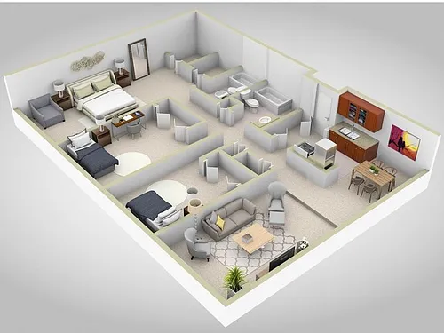 Floor plan 3 Bedroom 2 Bath