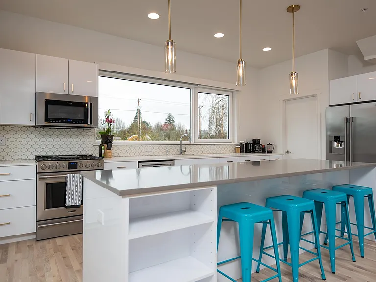 Kitchen with high-end appliances and ample storage