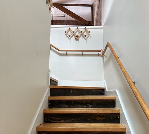 Private entry stairs to your new home, the 4th floor loft.