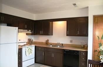 Kitchen with painted cabinets