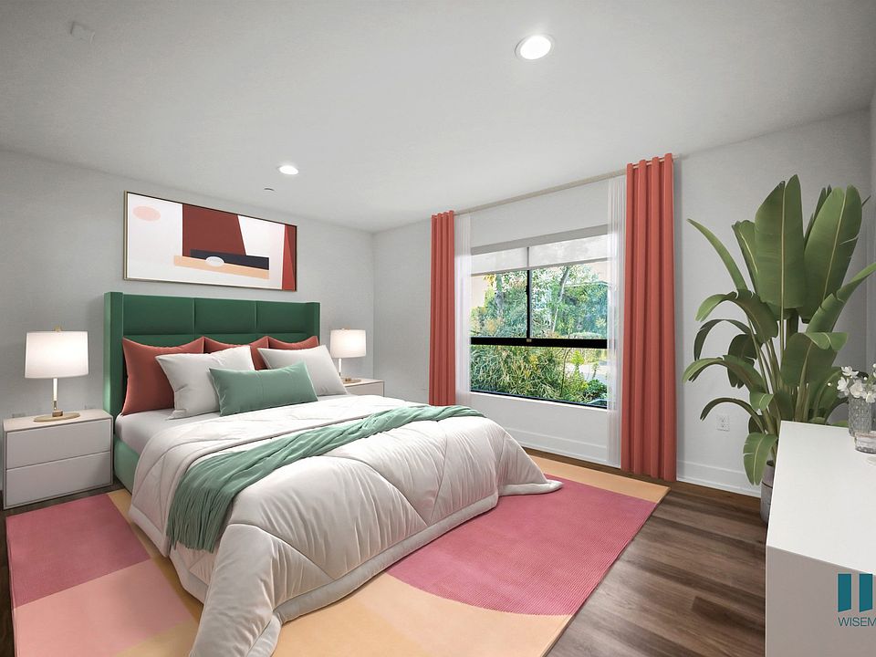 Bedroom with Large-Size Windows, Vinyl Flooring, and Recessed Lighting