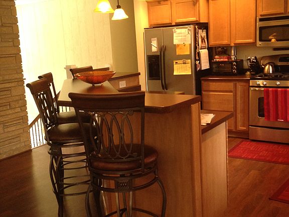 Kitchen island and entrance