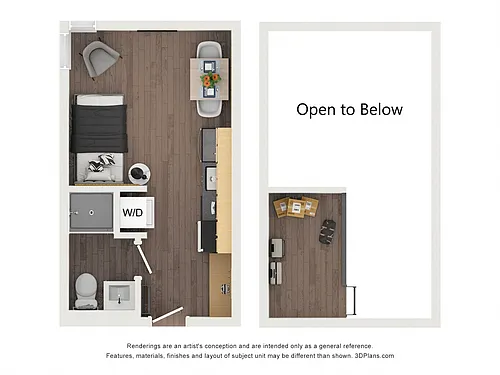 Floor plan Broadway Studio with Storage Loft