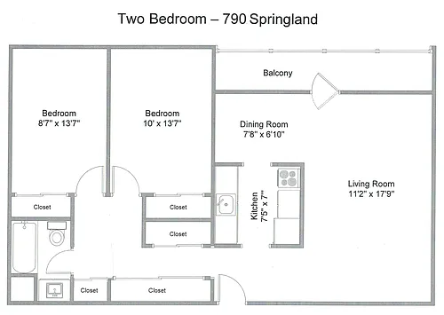 Floor plan 790 Springland 2-bed