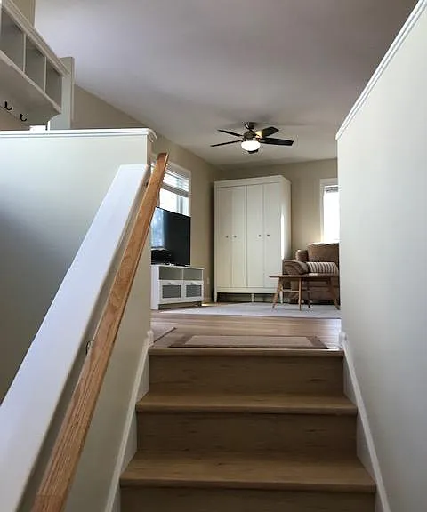 Apartment second flight of stairs.