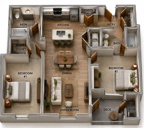Floor plan Two Bedroom Two Bath Deluxe