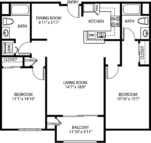 Floor plan 2X2 F