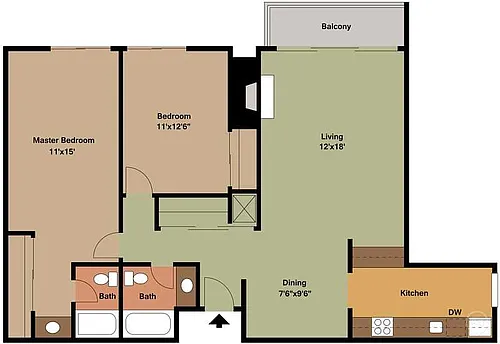 Floor plan Downey - 2 Bedroom