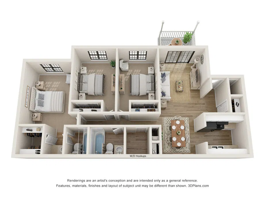 Floor plan 3 Bedroom 2 Bath