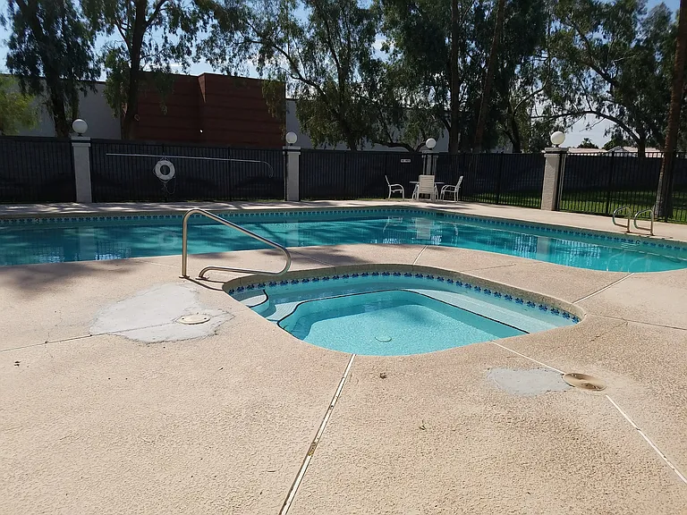 Pool with hot tub