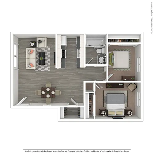Floor plan 2 Bedroom 80 Percent AMI