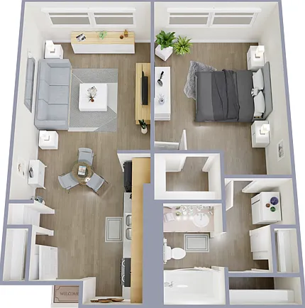 1 Bedroom, 1 Bathroom 1 Bedroom, 1 Bathroom