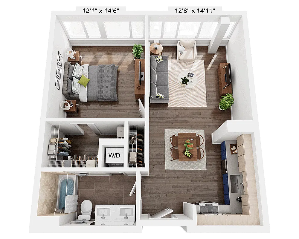 Floor plan One Bedroom A1N