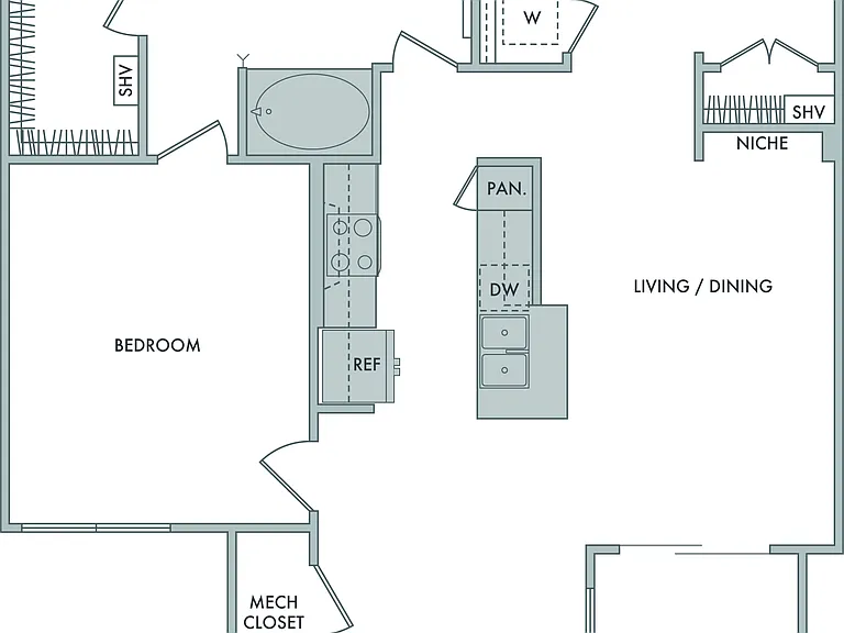 Marq at the Pinehills - E - 1 Beds - 1 Baths - 973 Sq. ft.
