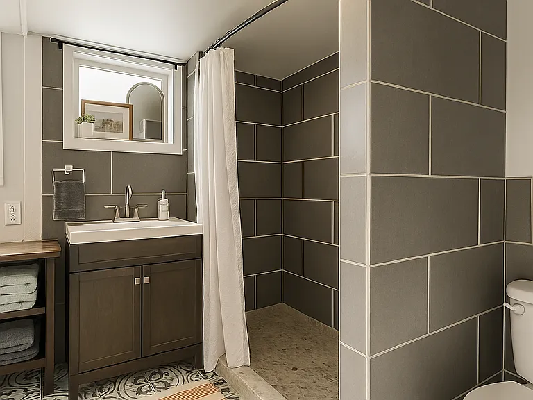 Clean, spacious, and thoughtfully designed_this bathroom has everything you need to refresh and recharge.