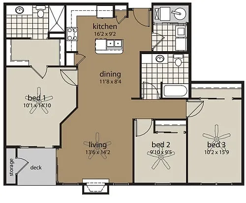 Floor plan 3A 1430 sf