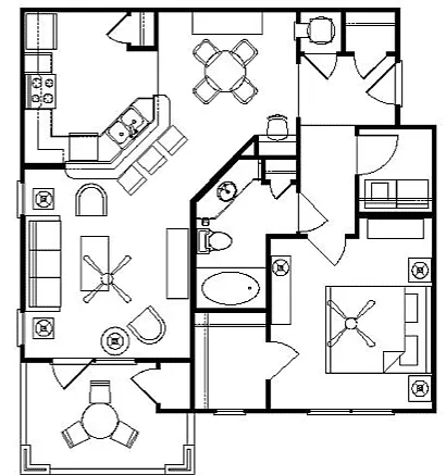 Floor plan 1 Bed 1 Bath