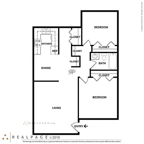 Floor plan 2 Bed 1 Bath
