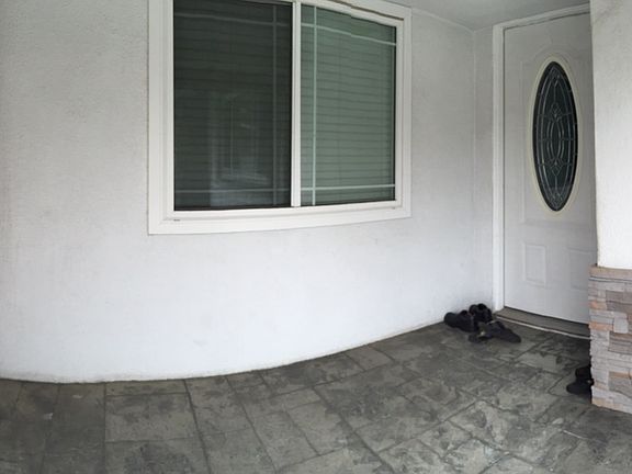 main door faces garage door