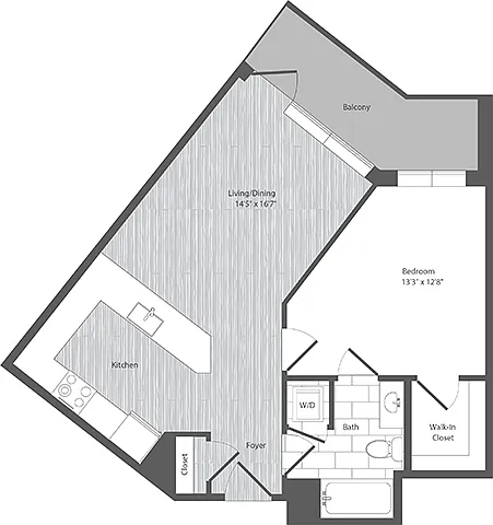 Floor plan 1 Bed 1 Bath - A1