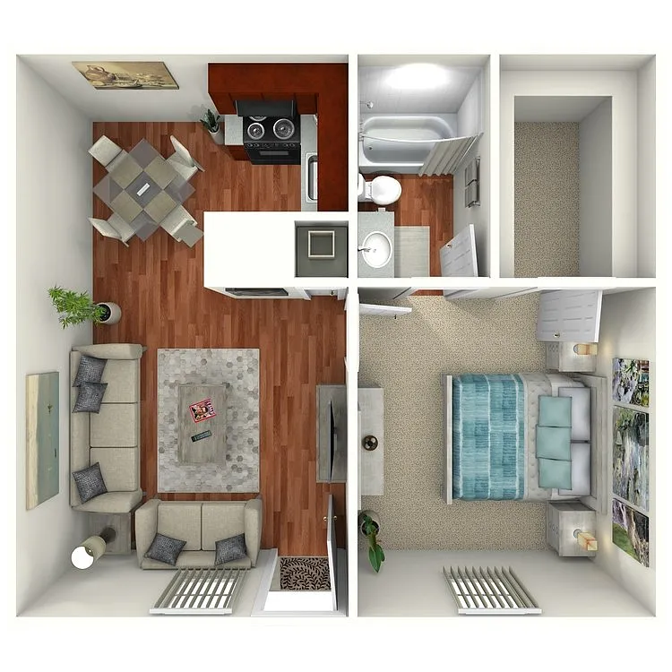 Floor plan 1 Bed 1 Bath Downstairs