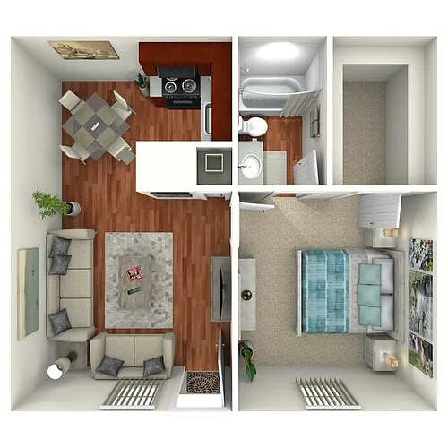 Floor plan 1 Bed 1 Bath Downstairs