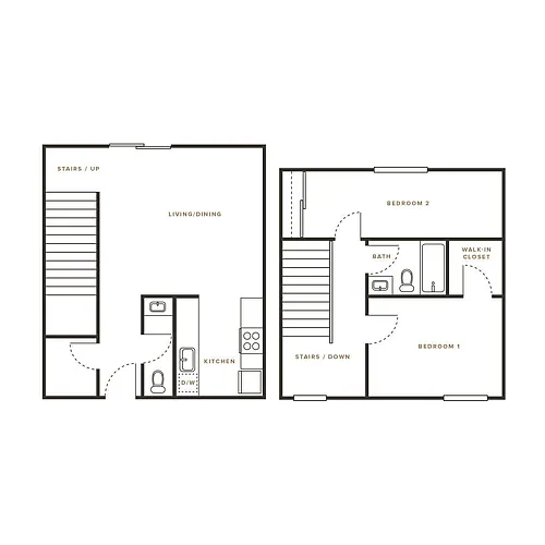 Floor plan 2 Bed, 1.5 Bath B Townhome - 1307 Mt Pisgah