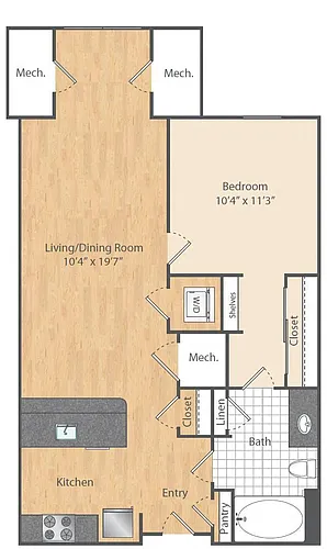Floor plan 1 Bed/1 Bath-A1a