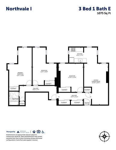 Floor plan 3 Bed 1 Bath E
