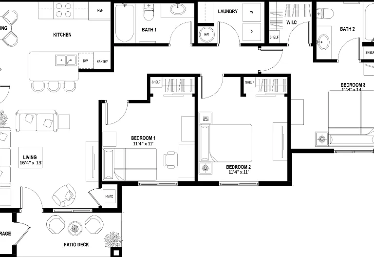 Sage Point Village Apartments 3 Bedroom 2 Bathroom Floor Plan in Ammon ID Sage Point Village Apartments 3 Bedroom 2 Bathroom Floor Plan in Ammon ID