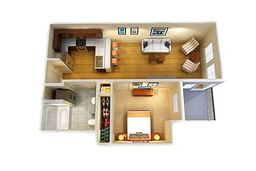 Floor plan One Bed One Bath A