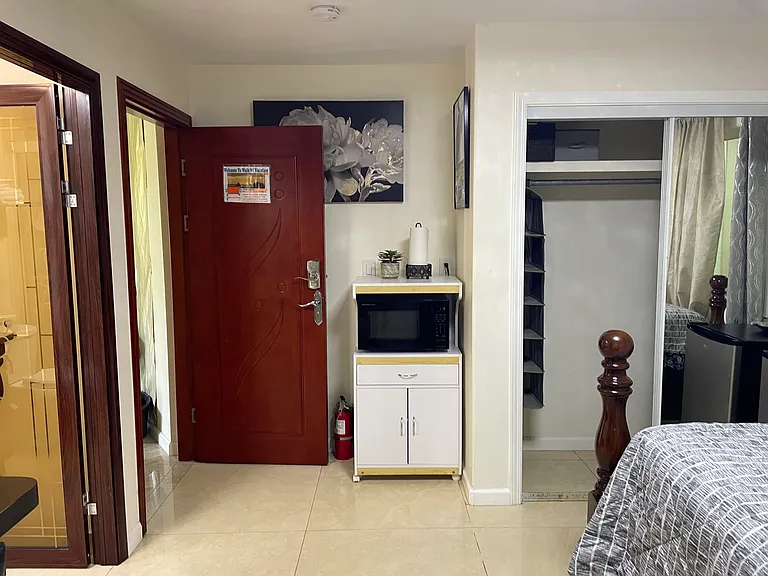 Microwave, mini refrigerator...