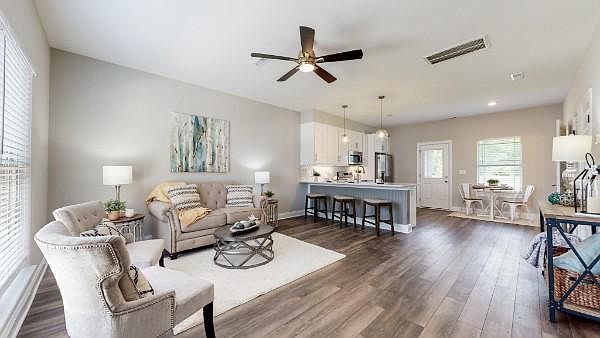 Open concept with Den, Kitchen & Eating Area