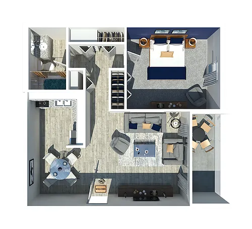 Floor plan Marc 1 Bedroom 1 Bathroom