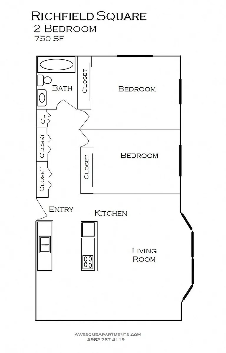 Floor plan Renovated 2 Bedroom