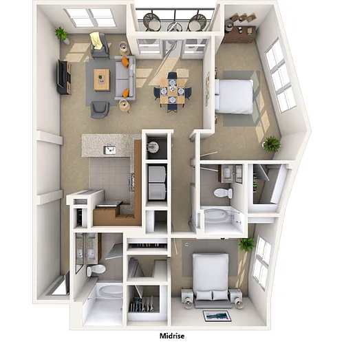 Floor plan Traditional 2x2 1449 SF