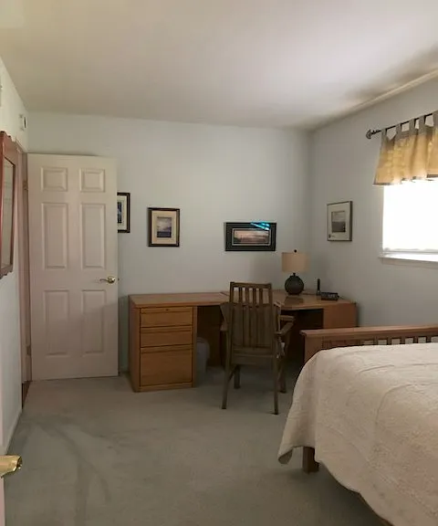 Private fully furnished bedroom with large desk