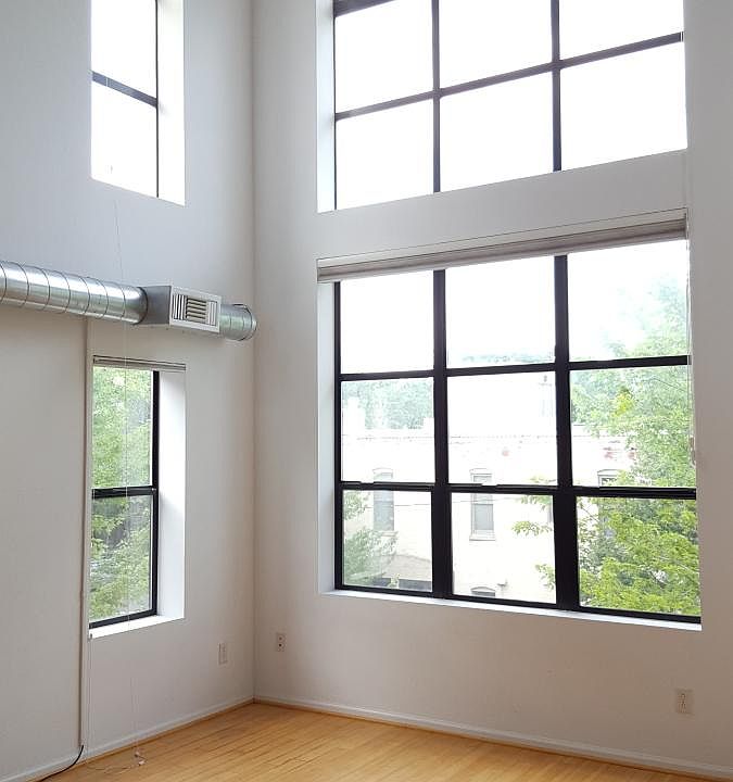 two stories of windows in living area