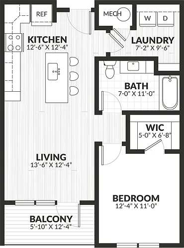 Floor plan 1 Bed/1 Bath-a1