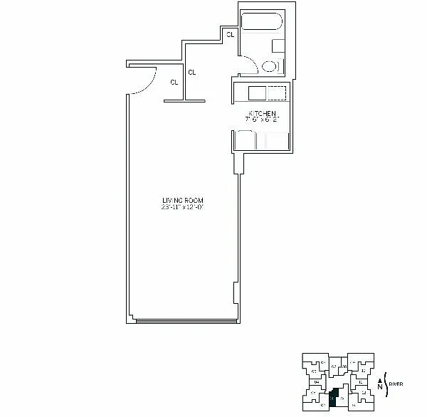 Floor plan PARKSIDE WEST - Studio One Bathroom