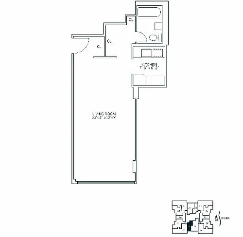 Floor plan PARKSIDE WEST - Studio One Bathroom