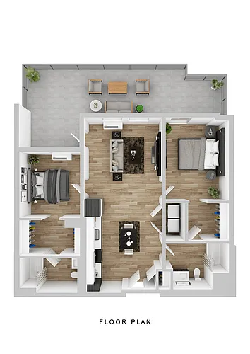 Floor plan Cascara - 2 Bed B Large Patio (ANSI)
