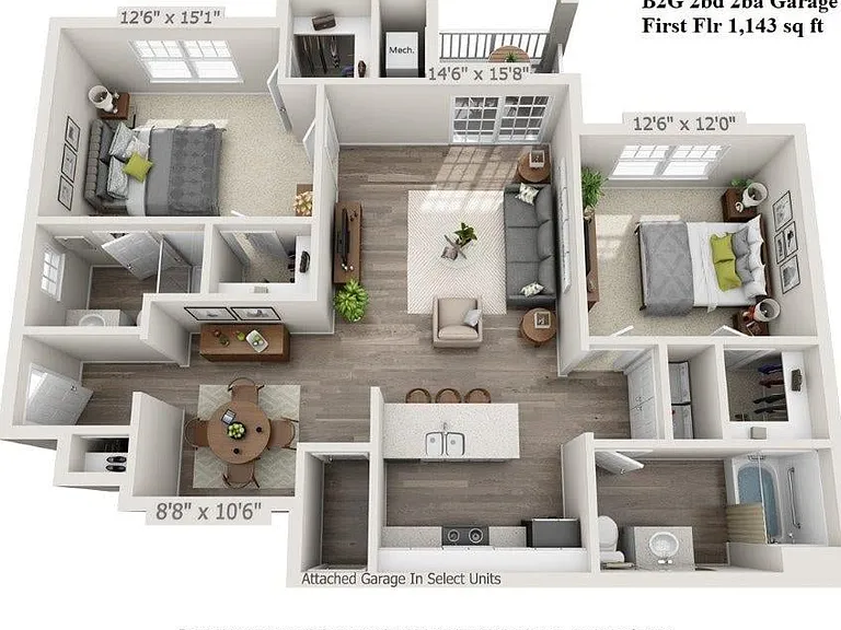 2 Bed, 2 Bath 1143 sf 2 Bed, 2 Bath 1143 sf