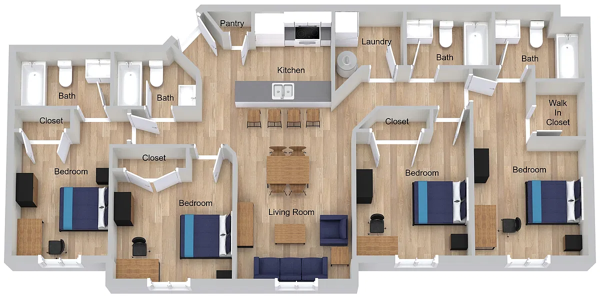 Floor plan Four Bedroom - B